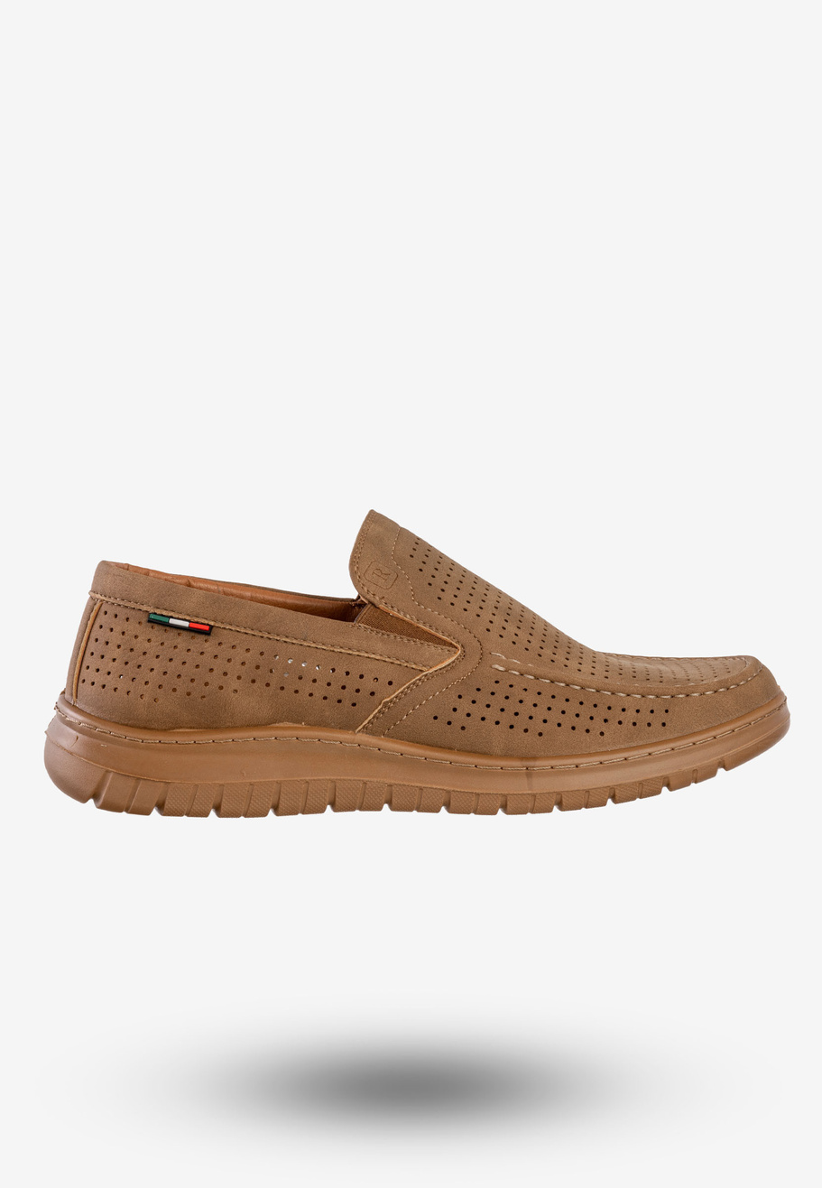 Mokasyny Męskie Eleganckie Buty Półbuty Unisoft Camel 24MN16-8214