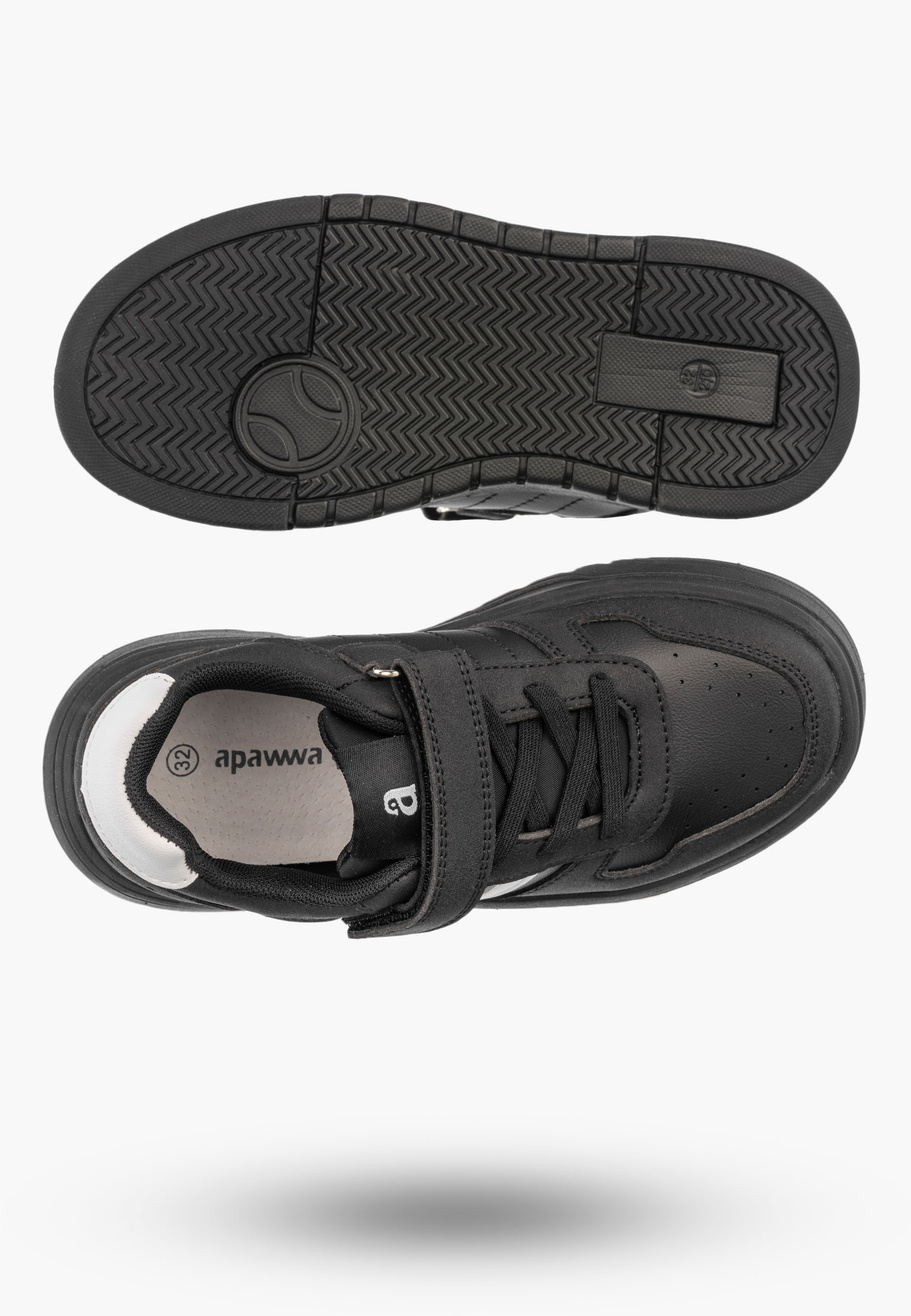 Sneakersy Dziecięce Ekoskóra APAWWA Buty Sportowe Na Rzep Czarne