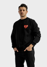 Bluza Męska Oversize Czarna Bawełniana z nadrukiem Saint