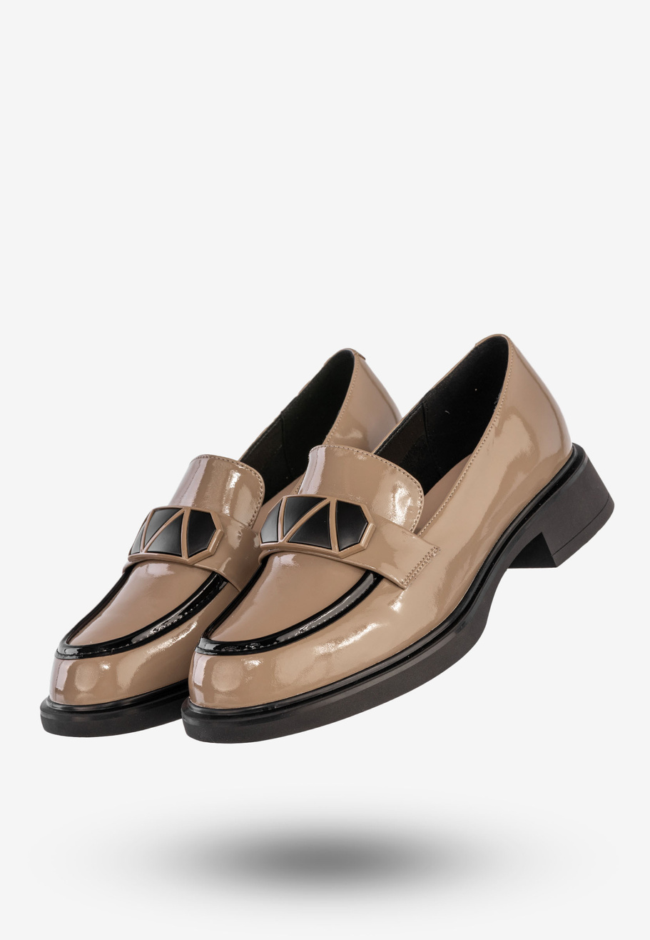 Mokasyny Damskie Skórzane Buty Eleganckie Półbuty Beżowe Filippo