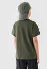 Koszulka Chłopięca 4F T-shirt Z Logo Basic Oversize Bawełna Khaki 4FJRAW24TTSHM2315