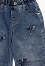 Jeansy Dziewczęce Szerokie z Kokardkami Wysoki Stan Denim Niebieskie
