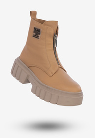 Botki Damskie Buty Skórzane Trapery Na Zimę Camel 1292
