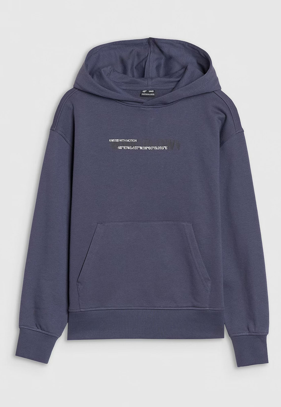 Bluza Chłopięca 4F Sportowa Oversize Bawełniana Z Kapturem Antracytowa 4FJWSS25TSWSM1511-22S