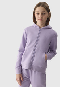 Bluza Dziewczęca 4F z kapturem fioletowa rozpinana TSWSF0919