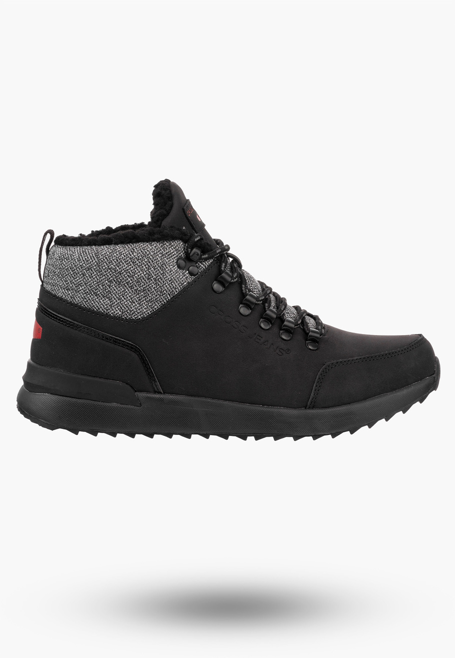 Buty Męskie Cross Jeans Trzewiki Czarne Ocieplane EE1R4113C