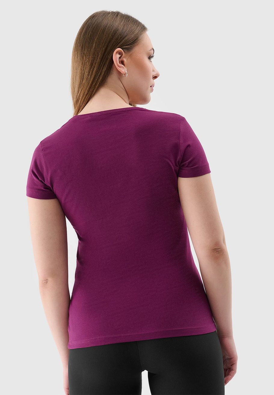 Koszulka Damska 4F Sportowy T-shirt Fioletowy Slim Fit 4FWSS24TTSHF1161