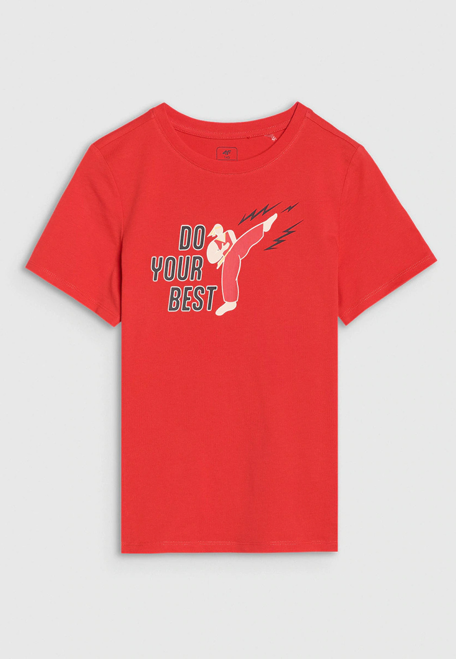 Koszulka Chłopięca 4F T-shirt Z Nadrukiem Regular Czerwony 4FJRSS25TTSHM2643