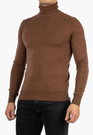 Sweter Męski Golf Elegancki Klasyczny Brązowy Tony Moro