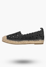 Espadryle Damskie Ażurowe Buty Letnie Wsuwane Plecione Czarne