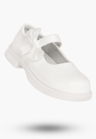 Półbuty Dziewczęce Na Rzepy Buty Z Kokardką Skórzana Wkładka Białe APAWWA B1605P
