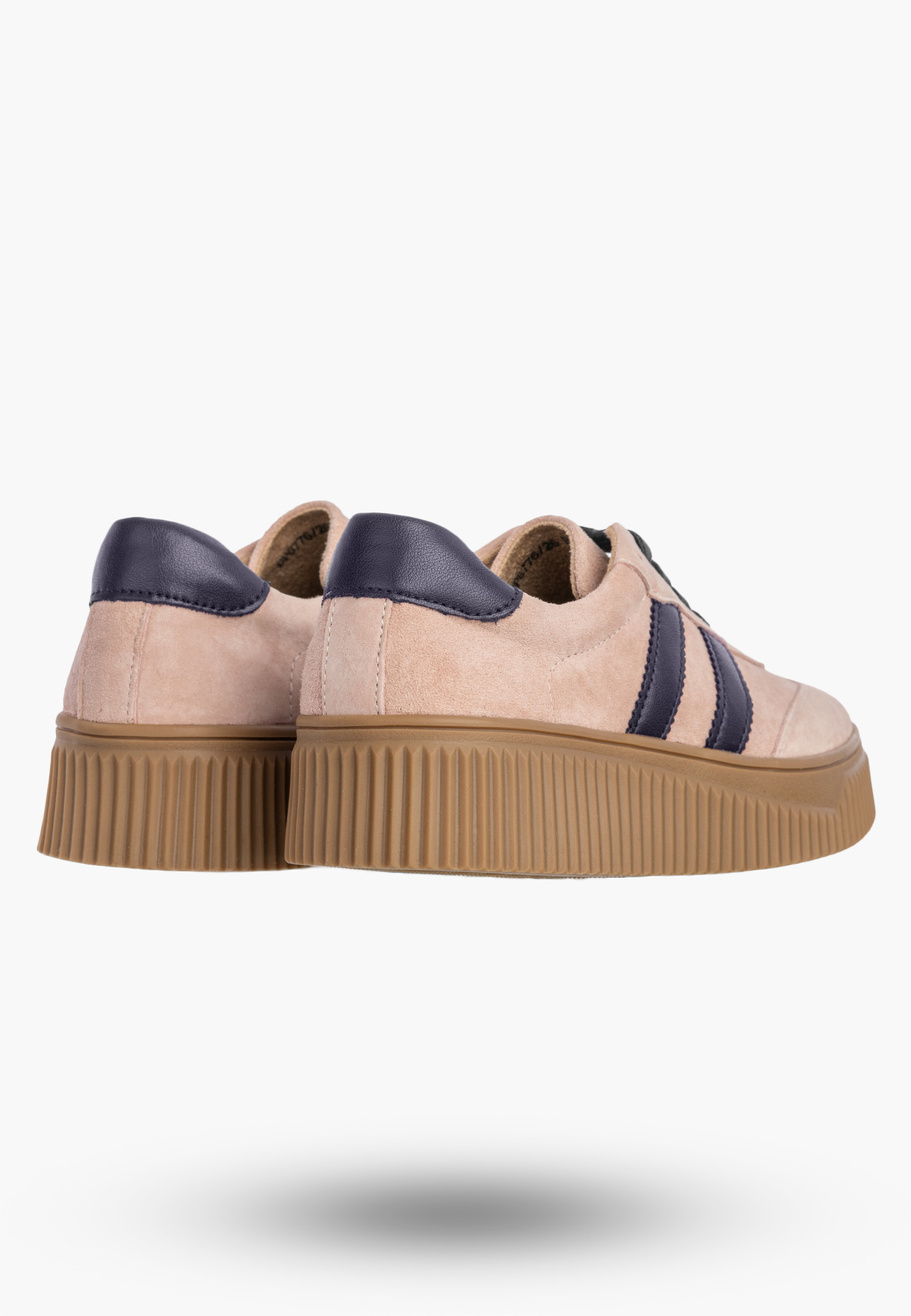 Sneakersy Damskie Buty Skórzane Półbuty Na Platformie Różowe Filippo DP6776/26