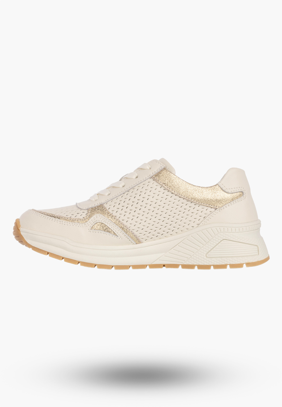 Sneakersy Damskie Skórzane Buty Sportowe Półbuty Casual Beżowe Goodin