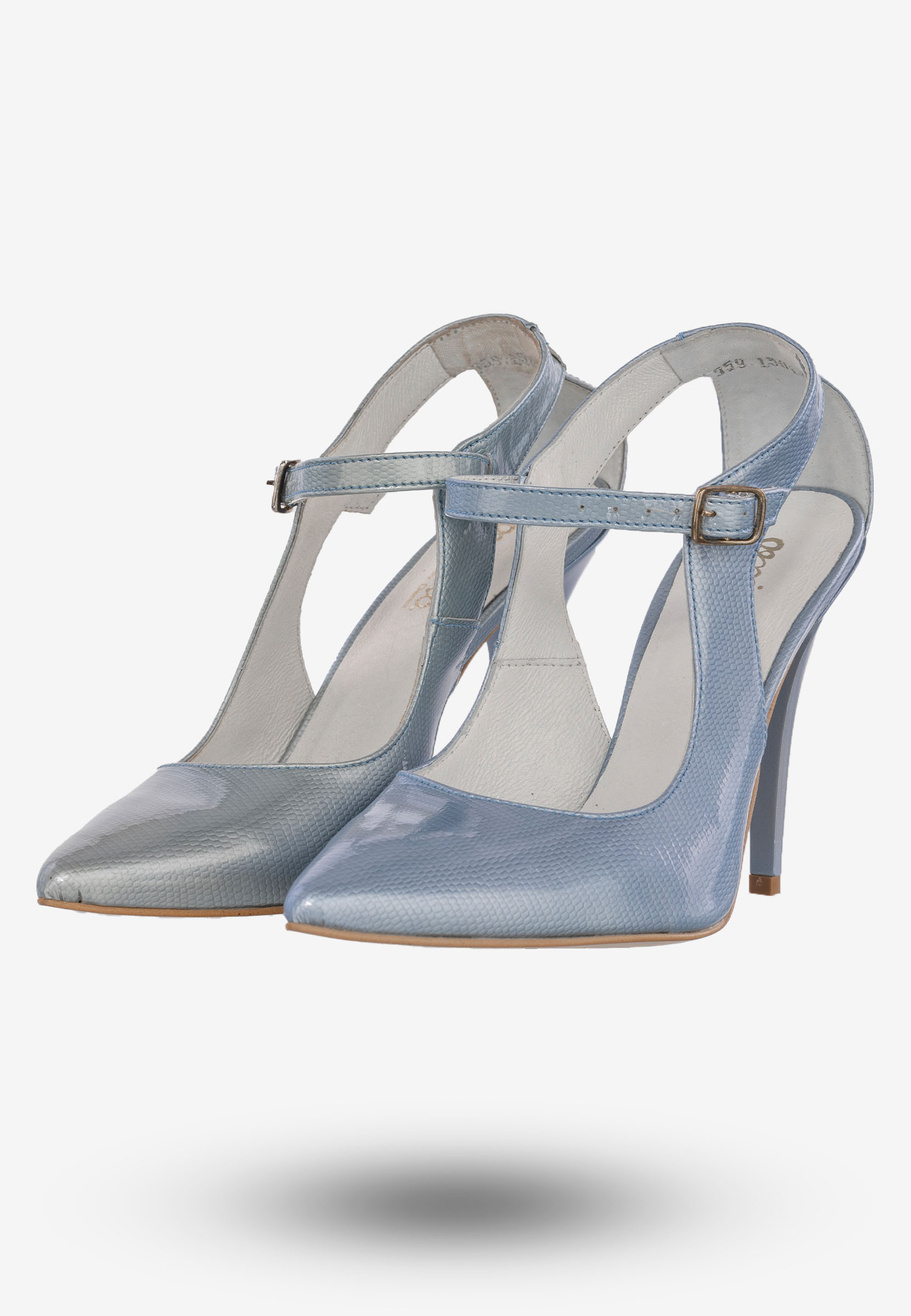 Szpilki Damskie Buty Skóra Naturalna Błękitne Darex C-359/6