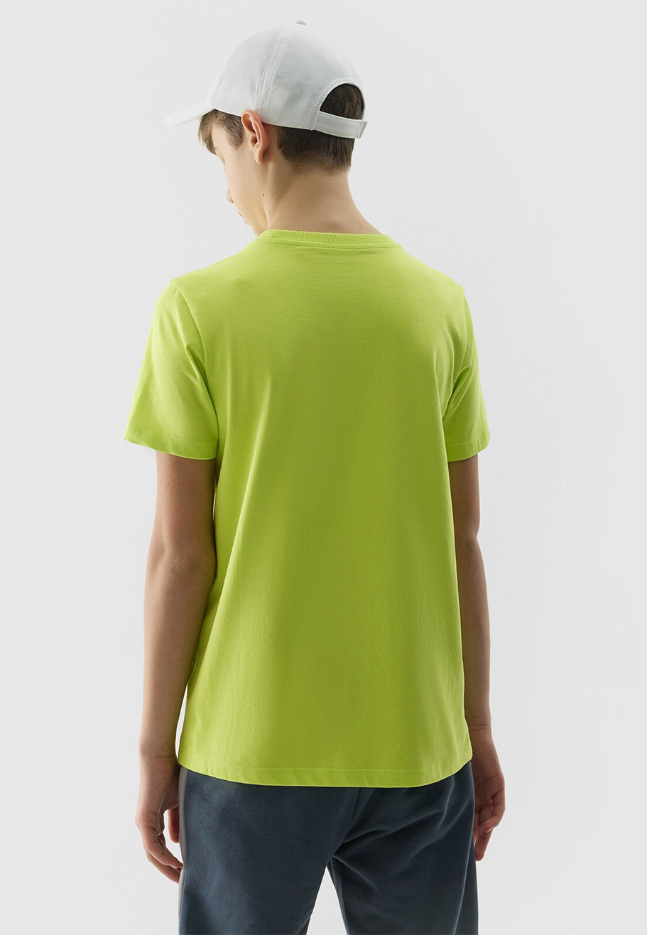 Koszulka Chłopięca 4F T-shirt Logo Sportowy Bawełna Żółty Regular 4FJWSS24TTSHM1113