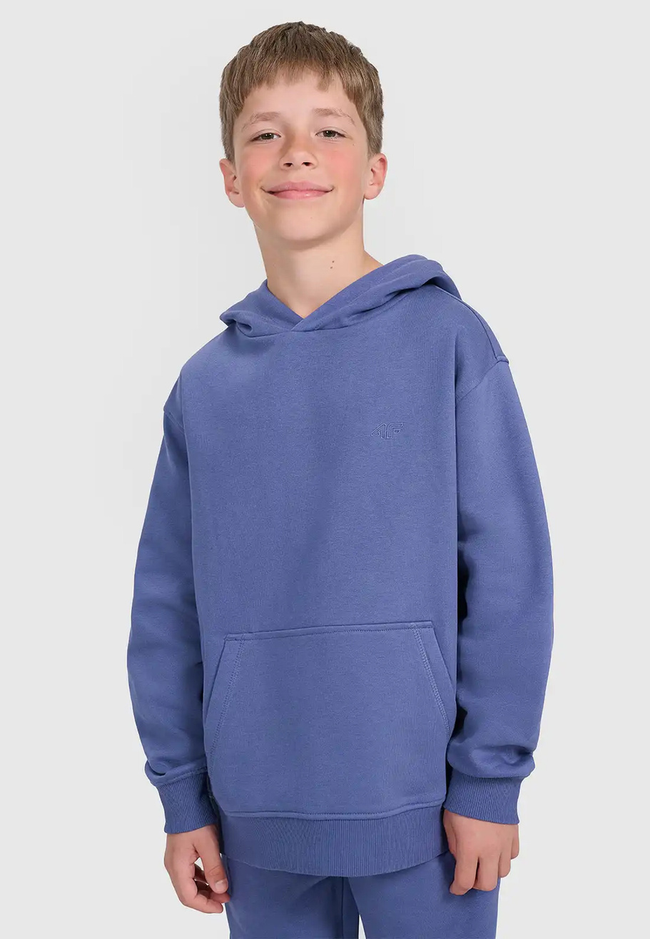 Bluza Chłopięca 4F Dresowa z Kapturem Basic Niebieska 4FJWAW25TSWSM1945