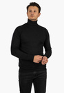 Golf Męski Elegancki Sweter Slim Fit Dopasowany Klasyczny Czarny
