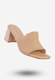 Klapki Damskie Na Klocku Buty Eleganckie Yes Bonbon Beżowe TH-64
