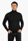 Golf Męski Elegancki Sweter Slim Fit Dopasowany Klasyczny Czarny