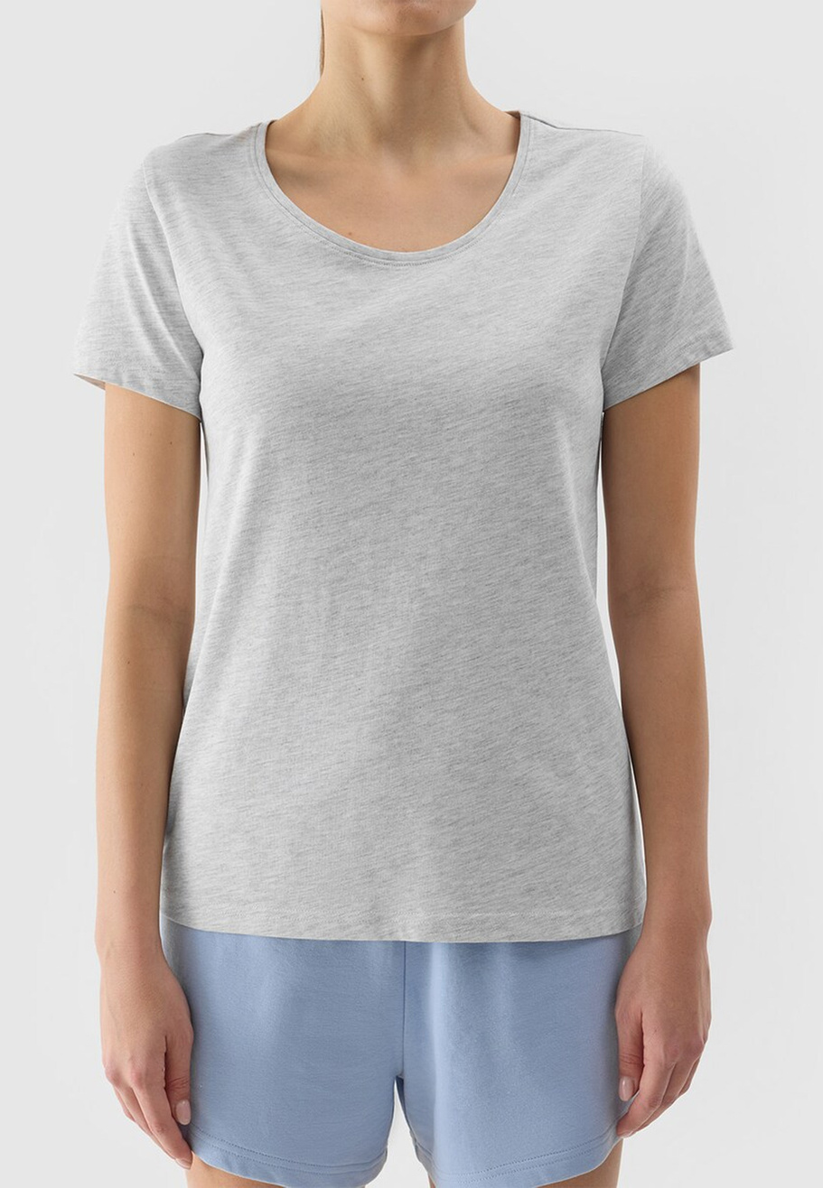 Koszulka Damska 4F T-shirt Regular Basic Casual Bawełna Szary 4FRSS24TTSHF2049