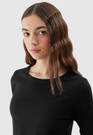 Longsleeve Damski 4F Slim Gładki Koszulka z Długim Rękawem Czarna 4FWSS24TLONF218