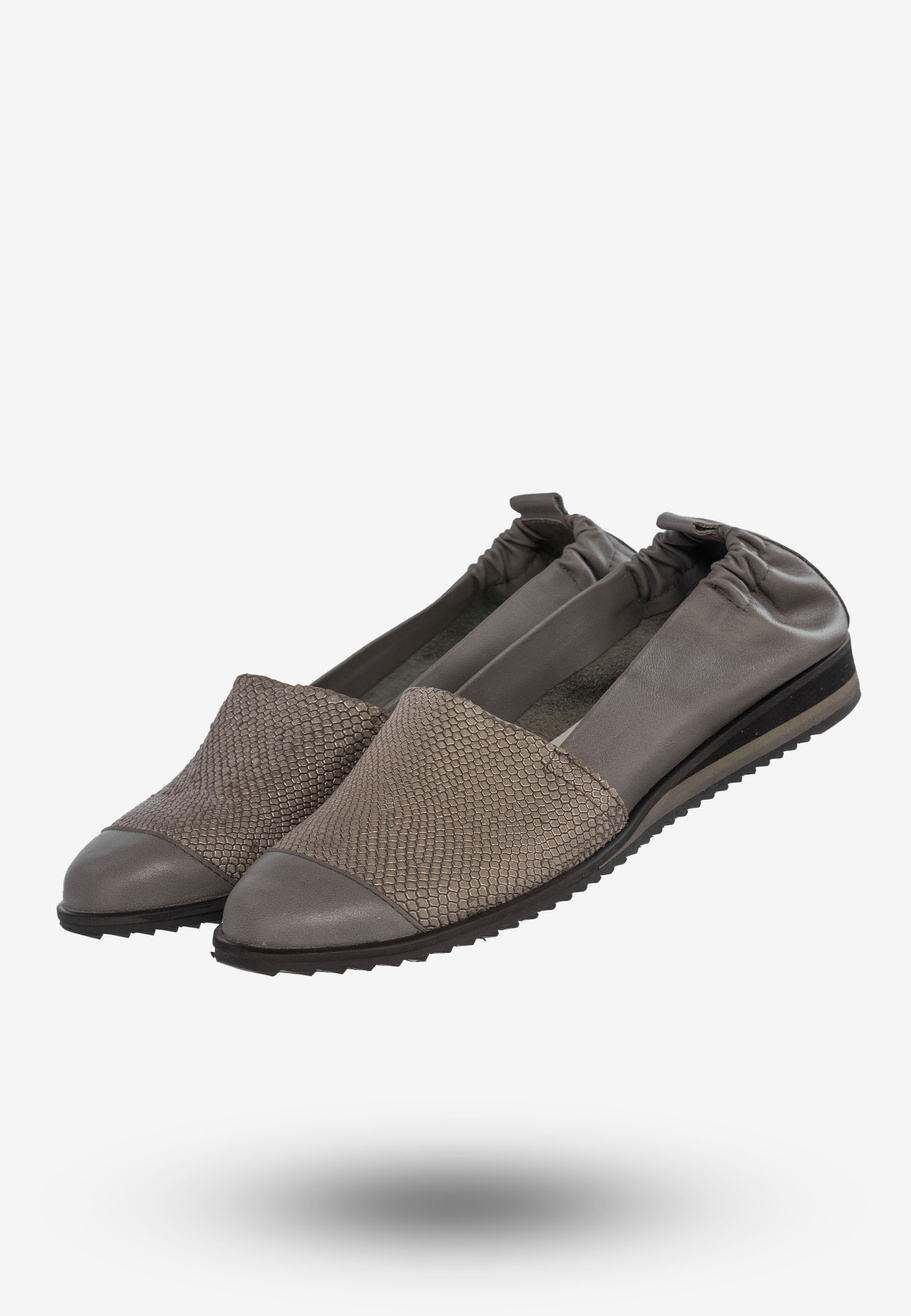 Baleriny Damskie Buty Ze Skóry Naturalnej Szare Korda 1539