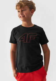 Koszulka 4F Czarny T-shirt chłopięcy Regular 4FJWMM00TTSHM1627