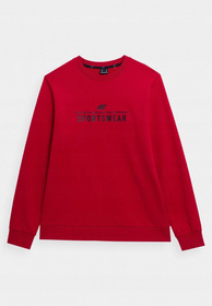 Bluza Męska 4F Nierozpinana Klasyczna Z Nadrukiem Czerwona 4FSS23TSWSM349