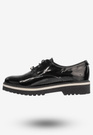 Półbuty Buty Damskie Skórzane Eleganckie Czarne Lakierowane 3519/090-P
