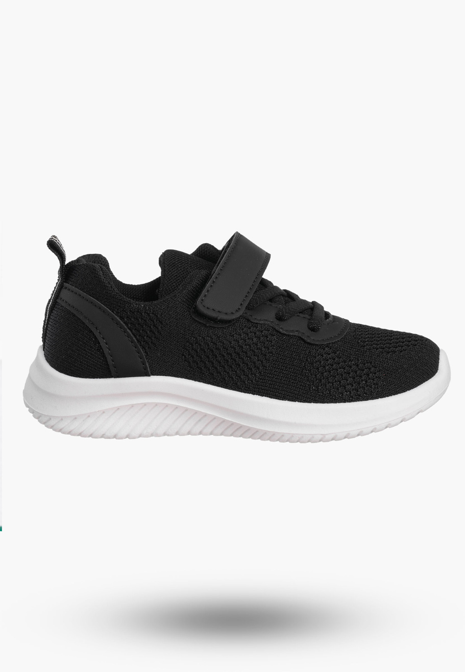 Buty Chłopięce Sneakersy Czarne Na Rzepy Materiałowe Sportowe Z2405P