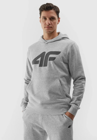 Bluza Męska 4F Z Kapturem Ocieplana Nierozpinana Sportowa Szara 4FWSS24TSWSM0950