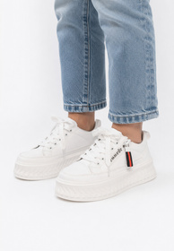 Trampki Dziecięce Sneakersy Skórzana Wkładka Buty Na Platformie Czarne APAWWA