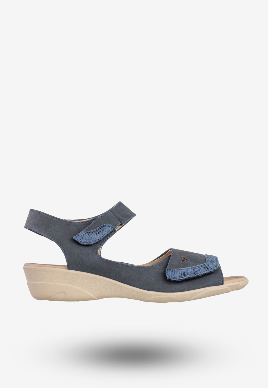 Sandały Damskie Ekoskóra Buty Na Rzepy Wygodne Granatowe Aloeloe AA244039