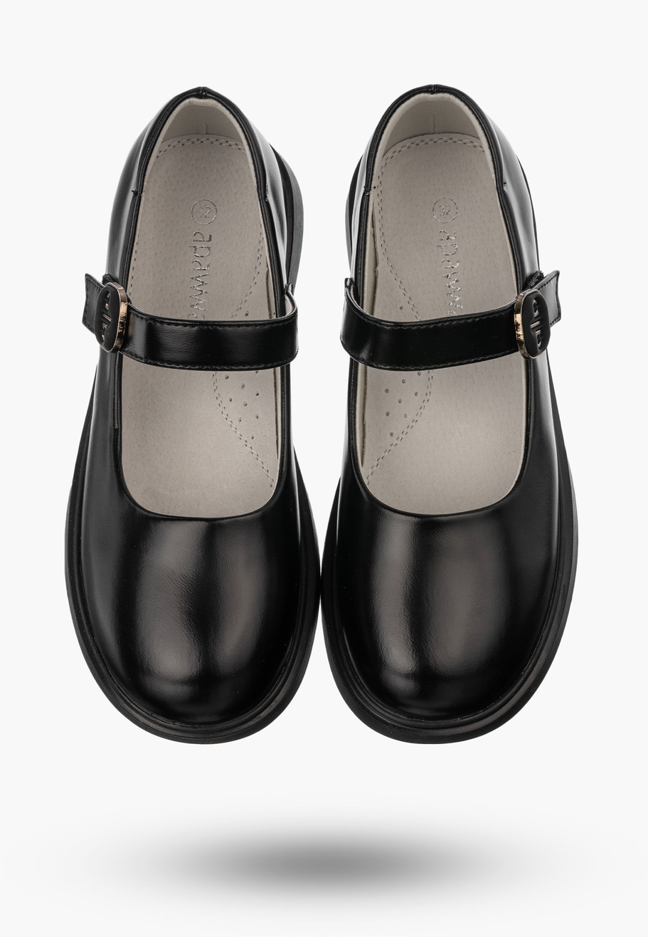 Buty Eleganckie Dziecięce APAWWA Baleriny Skórzana Wkładka Czarne