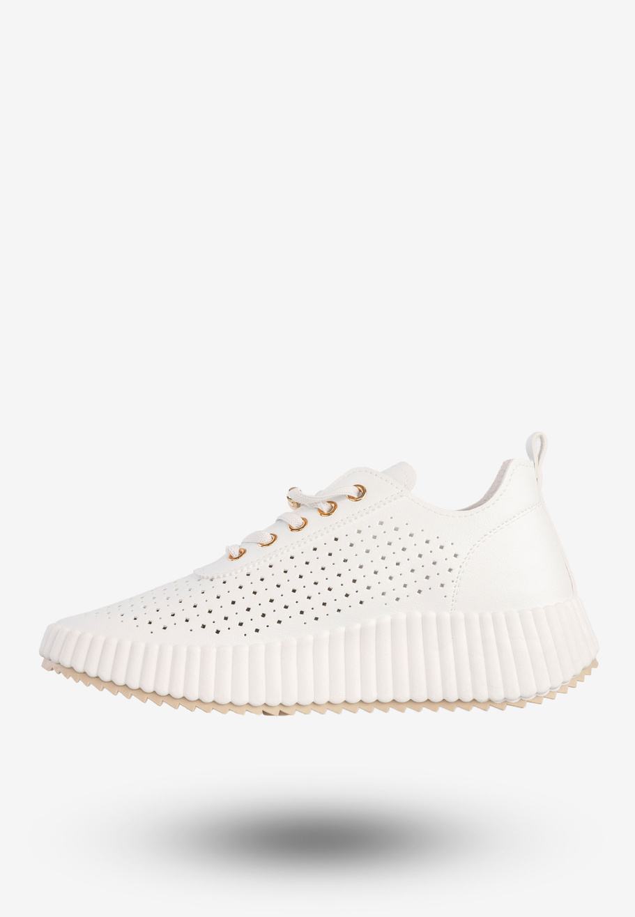 Sneakersy Damskie Ekoskóra Buty Na Platformie Półbuty Białe MSMG TL551-9