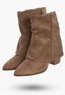 Botki Damskie Na Obcasie Ocieplane Na Zamek Buty Zimowe Khaki Seastar HL42P