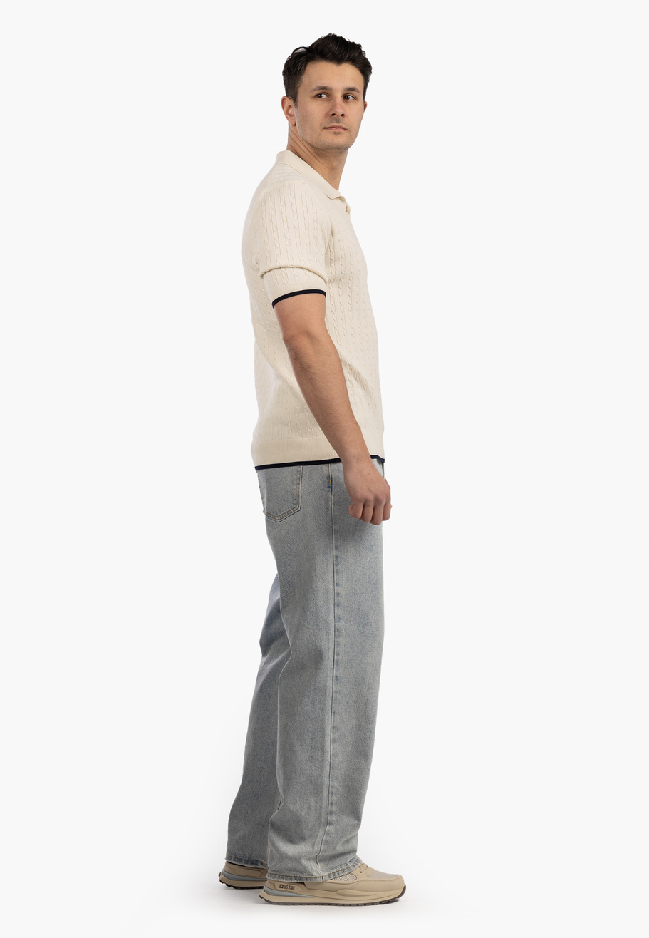 Jeansy Męskie Jeansowe Proste Luźne Straight Spodnie Jasny Denim