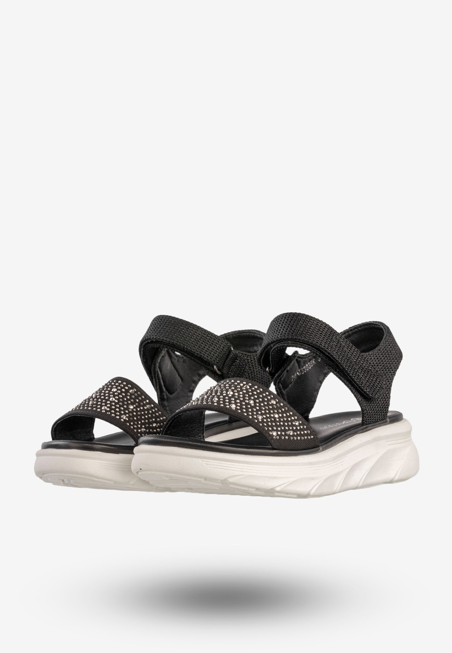 Sandały Damskie Na Platformie Na Rzepy Buty Czarne Potocki 24-03303BK