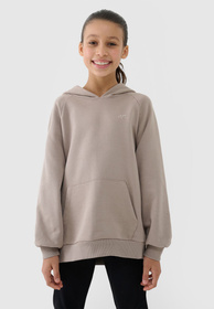 Bluza Dziewczęca 4F Beżowa z Kapturem Oversize 4FJWSS25TSWSF1478