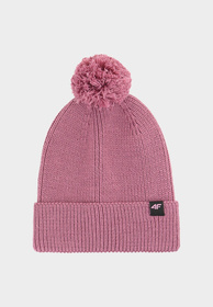 Czapka Uniseks 4F Sportowa Zimowa Beanie Dzianinowa z Pomponem Różowa 4FWAW24ACAPU472