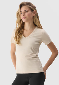 Koszulka Damska 4F Beżowy T-shirt Basic 4FWSS24TTSHF1359