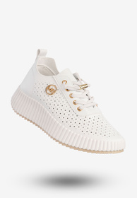Sneakersy Damskie Ekoskóra Buty Na Platformie Półbuty Białe MSMG TL551-9