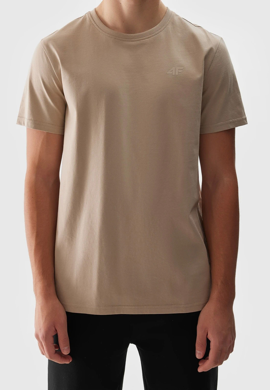 Koszulka Męska 4F Sportowy T-shirt Beżowy Regular TTSHM1154