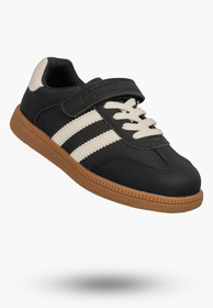 Sneakersy Dziecięce Trampki Buty Na Rzepy Skórzana Wkładka Czarne APAWWA