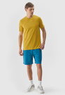 Koszulka Męska 4F Sportowy T-shirt Regular Z Nadrukiem Żółty TTSHM1156