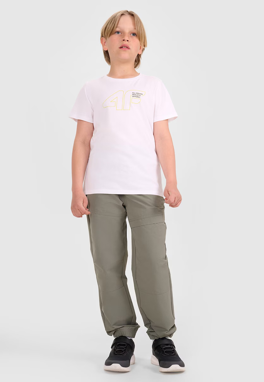 Koszulka Dziecięca 4F T-Shirt Sportowy Bawełniany Z Nadrukiem Biały 4FJWAW25TTSHM2417