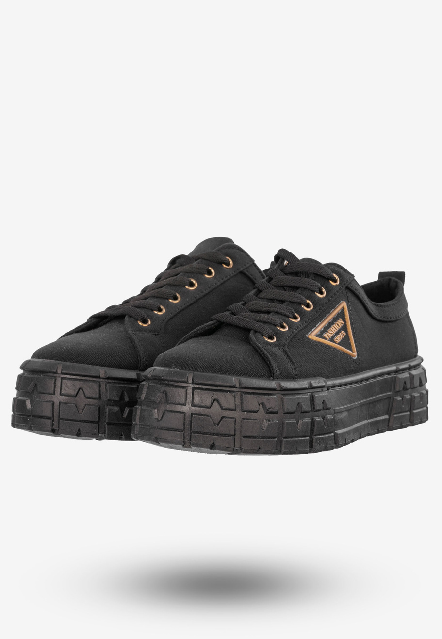 Tenisówki Damskie Trampki Buty Na Platformie Czarne Goodin GD-HR-28