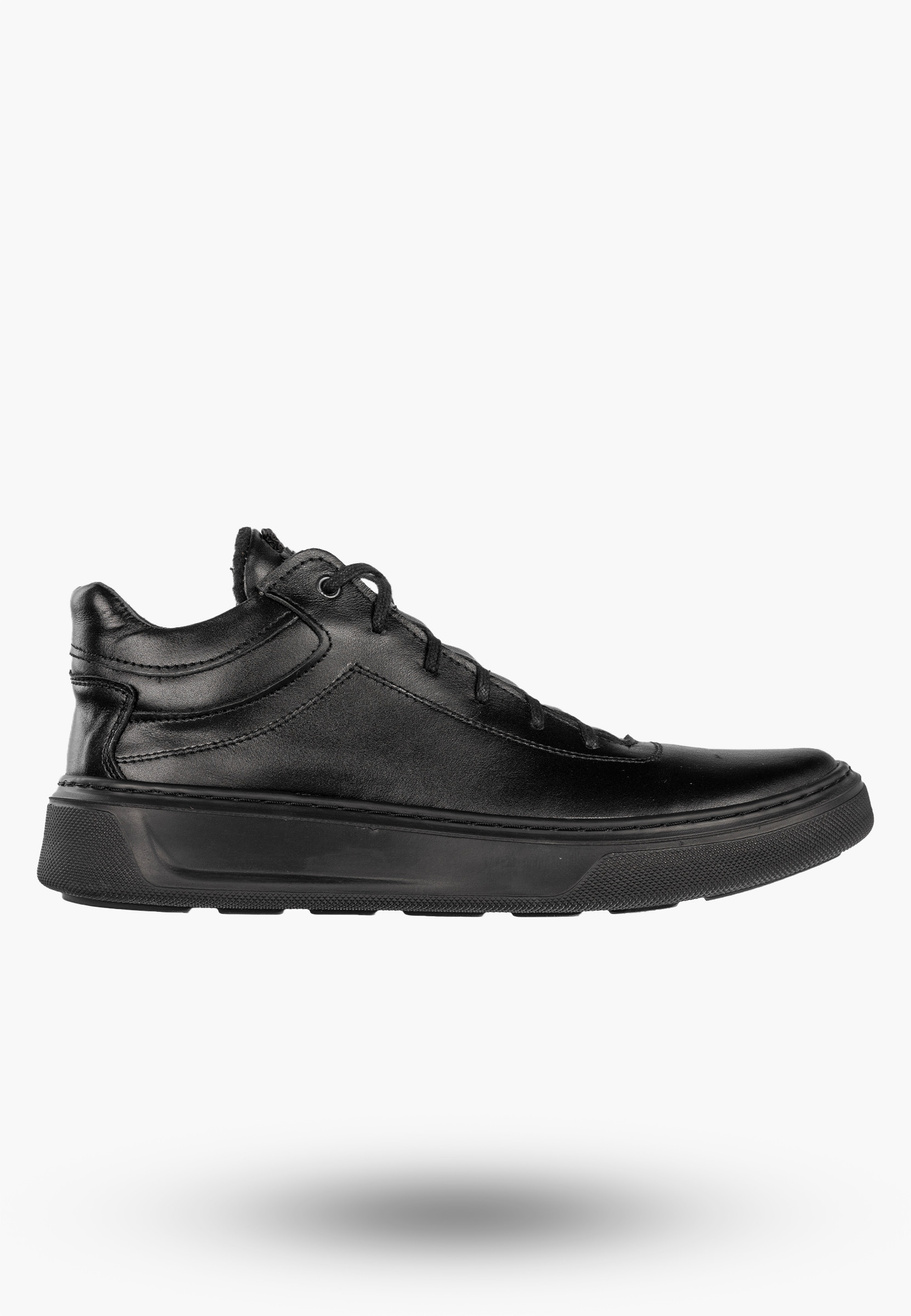Półbuty Męskie Skórzane Buty Sneakersy Casual Czarne Fox 0456