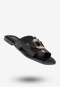 Klapki Damskie Ekoskóra Buty Na Lato Casual Stylowe Czarne MSMG WS9066