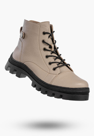 Trapery Damskie Ekoskóra Buty Ocieplane Trzewiki Zimowe Khaki Lico Potocki 24-12168KHPU